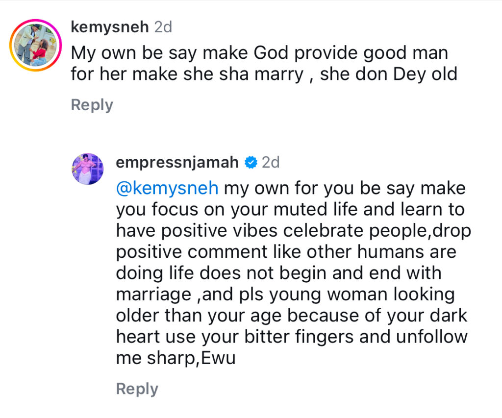 How Nollywood Actress Empress Njamah Replied Troll Who Age-Shamed Her