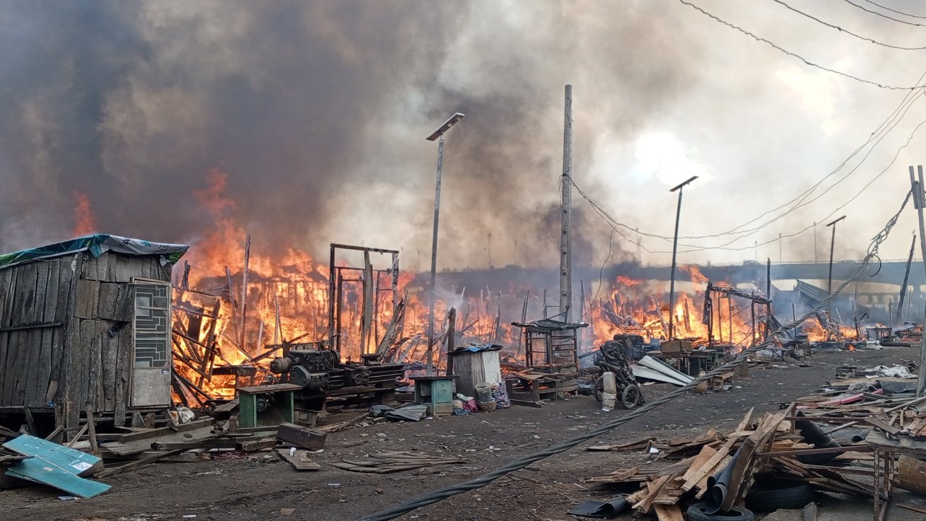 Popular Lagos Market Razed by Fire