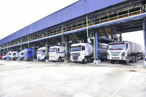 Trucks at dangote refinery