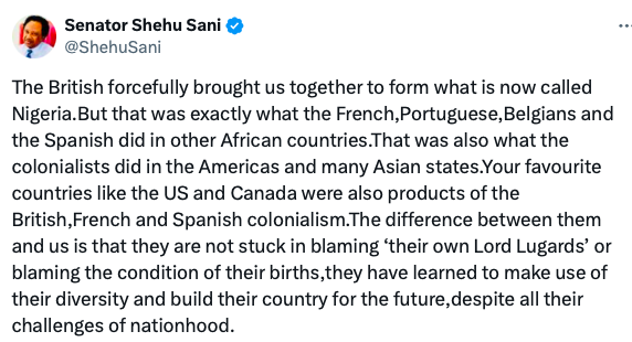 Senator Shehu Sani, has given insights into why non-African former British colonies have thrived, while Nigeria struggles with many of the same issues decades after independence.