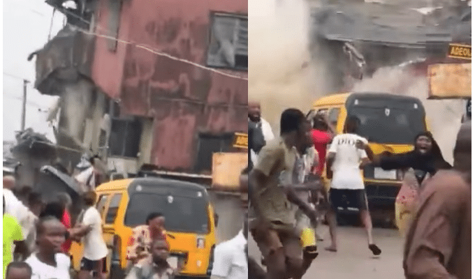 JUST IN ! 2-Storey Building Collapses in Lagos (video)